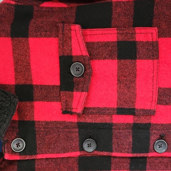 Old Navy, Mens, Large, Red&Black Plaid Jacket, Top Half Thick Fleece - Picture 3 of 13